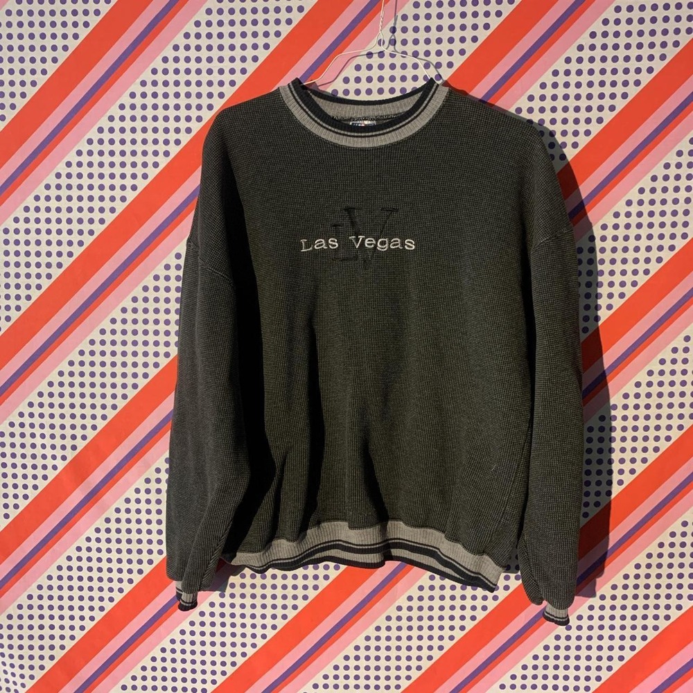 Jerzees Vintage Las Vegas Sweatshirt Mens XXL Grey Black Varsity Pullover